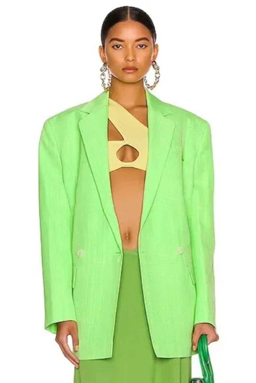 JACQUEMUS Neon Green Oversized Blazer FR 34 Le Splash La Veste Marino NWT